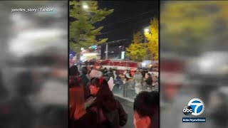 Woman captures chaos from deadly South Korea crowd accident ‘Screaming and panicking’ [upl. by Ylebmik602]