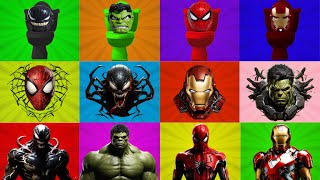 Wrong Heads Superheroes  Skibidi toilet vs Superheroes  Dancing Venom Hulk Spiderman Iron Man [upl. by Wilkison248]