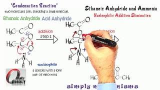 Simply Mechanisms 7g Nucleophilic Addition Elimination Ethanoic Anhydride amp Ammonia [upl. by Aneryc]