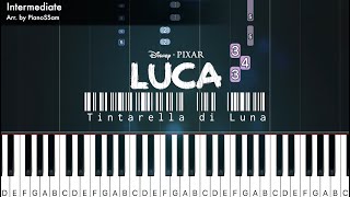 Intermediate Tintarella di LunaMina  LUCA  Piano Tutorial with Finger Numbers [upl. by Atalya]