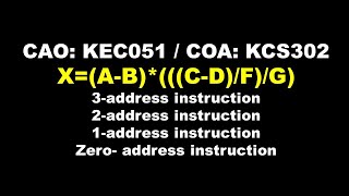 Instruction Format  zero one two and three address instructions program  CAO  COA [upl. by Iredale]