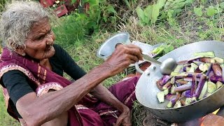 My 105 years Grandmas Yummy Brinjal Curry  World Best Brinjal Recipe  Country Foods [upl. by Leda]