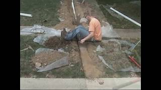 Atlantic Drain  howto CORE DRILL curb hole  Install downspout drain line  New Curb hole cut [upl. by Eirellam574]