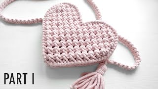 Makramowa torebka serce DIY tutorial Part 1  Macrame heart bag [upl. by Blakelee]