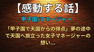 【感動する話甲子園マネージャー】「甲子園で天国からの得点」夢の途中で天国へ旅立った女子マネージャーの想い…【涙を誘う話】 [upl. by Rossie677]