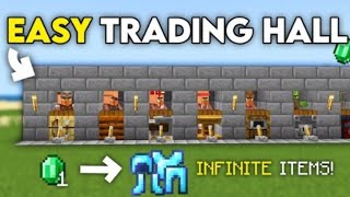 EASY VILLAGER TRADING HALL in 121 Minecraft Bedrock [upl. by Mirna]