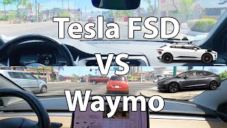 Waymo vs Tesla Full SelfDriving Expanded Map Challenge [upl. by Apurk]