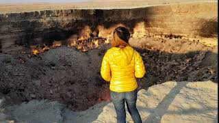 Gates of Hell Turkmenistans Darvaza gas crater during the day [upl. by Sackville]