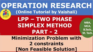 Two Phase Simplex Method Minimization Problem In LPP  Operation Research  Part 2 [upl. by Marguerie]