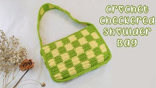 Easy Crochet Checkerboard Shoulder Bag Tutorial  Chenda DIY [upl. by Benyamin206]