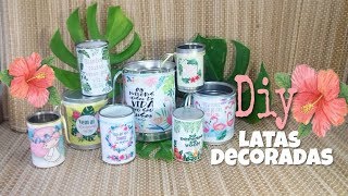 DIY do LIXO ao LUXO latas decoradas  ideias de última hora para lembrancinha Reveillon [upl. by Baum828]