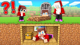 JJ Built a HOUSE inside the GRAVE to PRANK His FAMILY in Minecraft Maizen [upl. by Nelram]