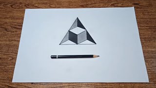 3d trick art on paper easy  optical illusion cube [upl. by Ahsinod305]