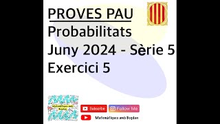 Selectivitat Matemàtiques CCSS Juny 2024 Sèrie 5  Exercici 5 [upl. by Moyna542]