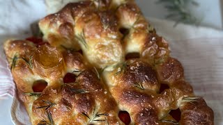 Bubbly sourdough focaccia Big bubble no knead sourdough focaccia Easy focaccia recipe [upl. by Thorr342]