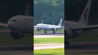 CHINA EASTERN AIRLINES B777 landing at Singapore Changi Airport shorts aviation b777 landing [upl. by Epoh]