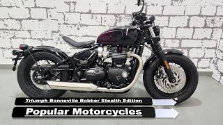 Triumph Bonneville Bobber Stealth Edition Popular 2024 Motorcycles [upl. by Aitnyc]