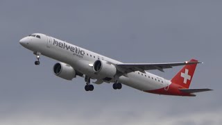 Helvetic Airways Embraer E195E2 departing to Zurich on 23R [upl. by Nylacaj606]