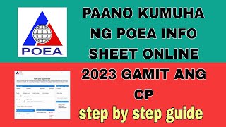 PAANO KUMUHA NG POEA INFO SHEET ONLINE 2023 GAMIT ANG CP [upl. by Emmons]