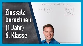 Zinssatz berechnen EINFACHES Beispiel 6 Klasse [upl. by Rbma]