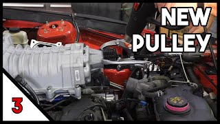 INSTALLING GT500 V8 SUPERCHARGER ON 37 V6 MUSTANG Part 3 PULLY INSTALL [upl. by Nessnaj53]