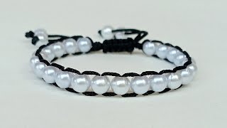 Diy macrame bracelet  How to make beaded macrame bracelet  Macrame bracelet tutorial [upl. by Lan485]