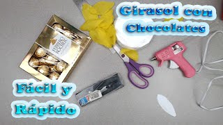 DIY Como Hacer un Girasol Grande de Papel Crespón y Chocolates Fácil y Rápido para Regalar [upl. by Eart57]