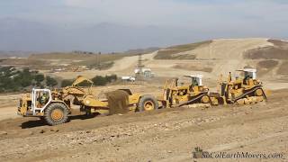 CA RASMUSSEN CAT D9L dozers push loading CAT 651B scrapers [upl. by Melessa]