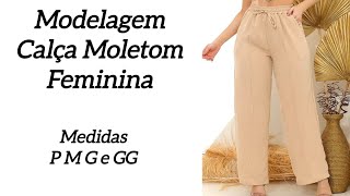 Como fazer MOLDE CALÇA MOLETOM FEMININA COM NERVURAS [upl. by Wolford686]