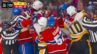 Cole Caufield Ryan Graves Fight Scrum  Montreal Canadiens vs Penguins 2024 NHL Highlights [upl. by Izy]