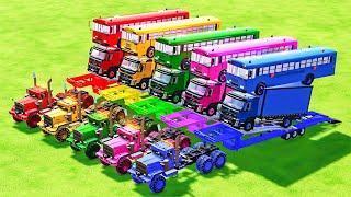 TRANSPORTING COLORED BUS CARS VOLVO BOX CARGO WITH PHOENIX TRUCK  FARMING SIMULATOR 22 [upl. by Eneles]