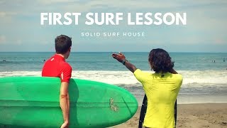 FIRST SURF LESSON  Solid Surf House Bali 2018 [upl. by Maunsell]