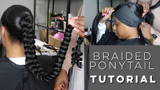 MY TECHNIQUES SLEEK MID BACK BRAIDED PONYTAIL NATURAL HAIR TO SLEEK iamroxybennett Ponytails [upl. by Doroteya]