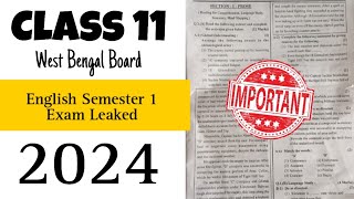 13 SeptEnglish Semester 1 Exam Paper Pattern and Marks Distribution🔥💯  WBCHSE  New Syllabus 2024 [upl. by Ileak]