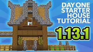 Minecraft  How to Build a Day One Survival Starter House 1131 Building Tutorial [upl. by Efrem]