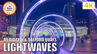 Lightwaves Light Festival 2023  MediaCityUK amp Salford Quays Walk [upl. by Kerr]