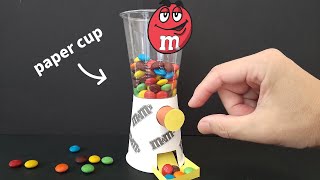 DIY How to make Candy Dispenser from Paper Cup Craft｜Paper Craft Ideas with MampMs [upl. by Gibb]