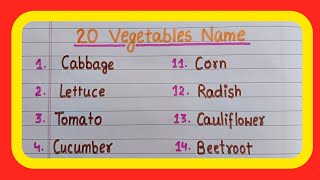 20 vegetables name in english  sabjiyon ke naam  vegetables name सब्जियों के नाम अंग्रेजी में [upl. by Arihaj168]