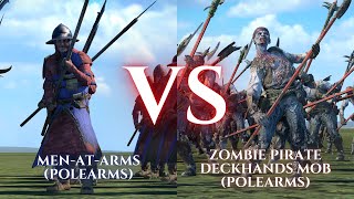 WARHAMMER III Total War  Men At Arms Polearms VS Zombie Pirate Deckhands Mob Polearms [upl. by Sorac]