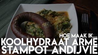 Koolhydraatarme stampot andijvie met nitrietvrije rookworst [upl. by Enyale691]