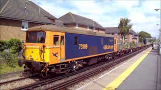 CLASS 73109 amp 73119 GBRF amp CONTAINER FLATS THROUGH EDENBRIDGE 160724 [upl. by Ddal]