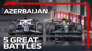 Five Great Battles at the Azerbaijan Grand Prix [upl. by Alleynad835]