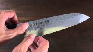 Sakai Takayuki 45 Layerd Damascus Swedish steel Santoku knife [upl. by Mirilla226]