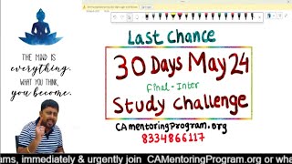 📢Launching 30 Days Ultimate Study Challenge for May 24 CA Final amp Inter Students [upl. by Anerac]