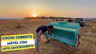 Cocho coberto móvel com auto abastecimento da Tryber vamos usar na fazenda e observar como funciona [upl. by Nyasuh221]