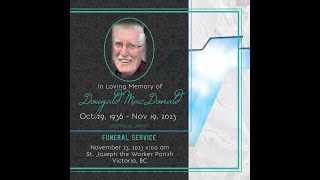 Dougald MacDonald  Funeral Mass Thursday 23rd November 2023 at 1100 [upl. by Ellitnahc269]