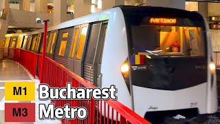 ⁴ᴷ⁶⁰ Exploring Bucharest Metro Lines M1 and M3 [upl. by Keyek]