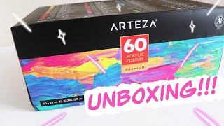 Arteza Acrylic 60 paint set UNBOXING  EmilyArts [upl. by Mayberry]