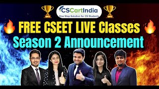 V V IMP Announcement for CSEET Nov 2024  FREE NEW LIVE Batch Season 2  Complete Details [upl. by Sualkin]