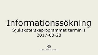 Informationssökning för sjuksköterskeprogrammet t1 [upl. by Eckel]